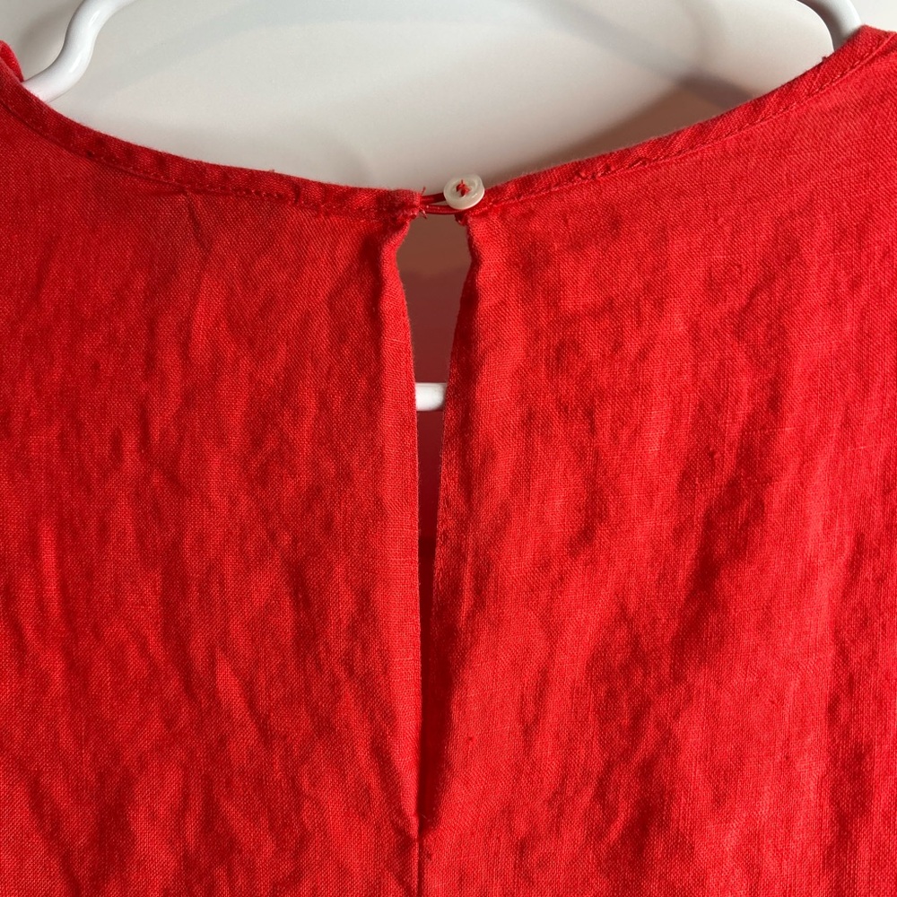 Lord & Taylor Woman Size 0X Sleeveless Linen Dress Red Beach Resortwear 3006 - Picture 7 of 8
